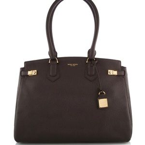 Henri Bendel Black Caviar Pebbled Leather Carlyle Tote Top Handle Handbag
